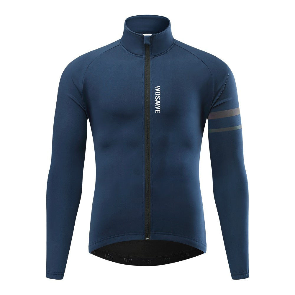 WOSAWE Winter Cycling Jacket Mens Fleece Warm Long Sleeve Bike Jacket Thermal Fabric MTB Bicycle Jersey Long Jersey