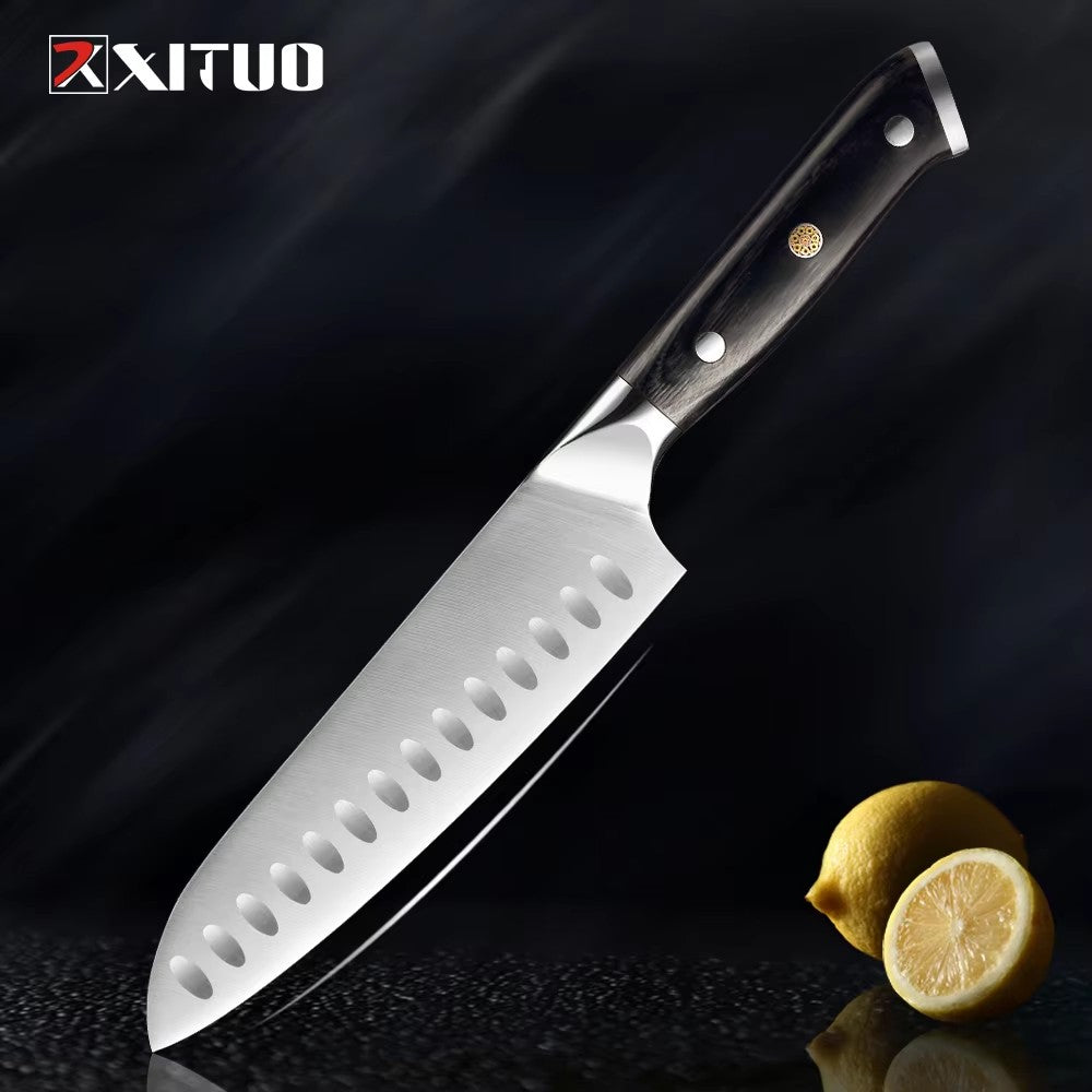 Facas de Cozinha Premium 1-9PEÇAS Conjunto de Facas Japonesas de Aço Inoxidável 5CR15 Incluindo Facas Santoku, Cutelo, Utilitária e de Desossar