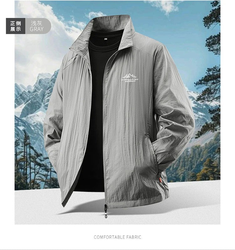 2025 Men's Summer Sun Protection Jacket Ultra-Light Thin Skin-Friendly Breathable UV Proof Fishing Ice Silk Sunscreen Coat