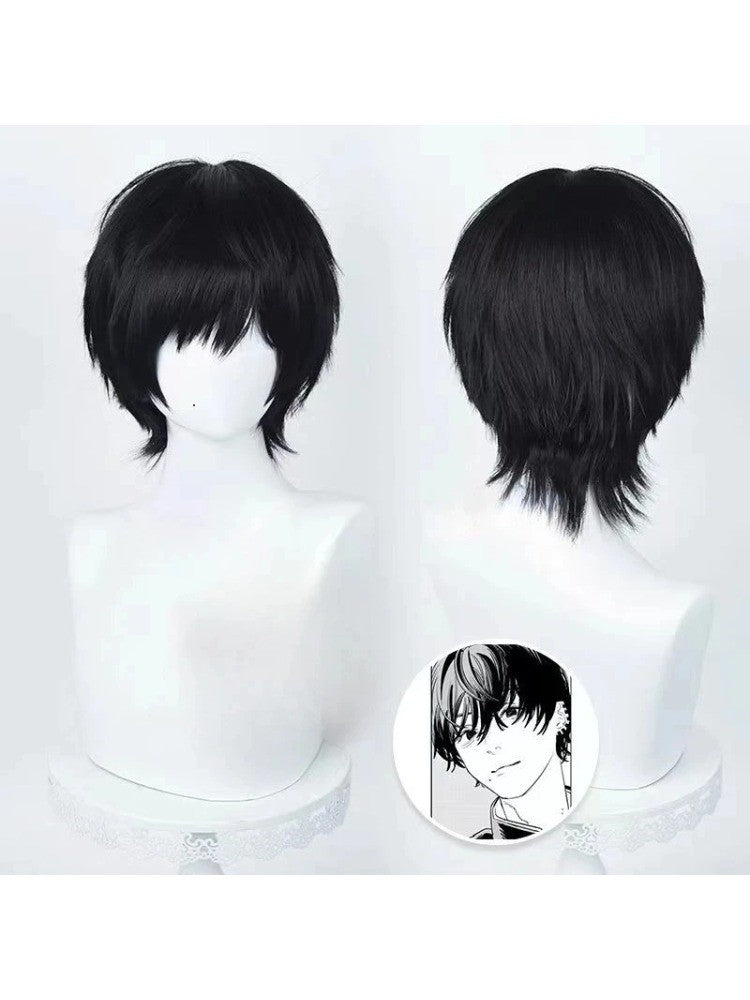 Anime Chainsaw Man Yoshida Hirofumi Cosplay Peruca Curta Preta Resistente ao Calor Perucas de Festa Masculinas de Cabelo Sintético
