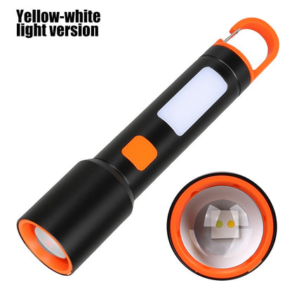 LED COB Super Bright Flashlight USB Rechargeable Torch 1-3 Optional Light Sources Outdoor Waterproof Emergency Light with Hook