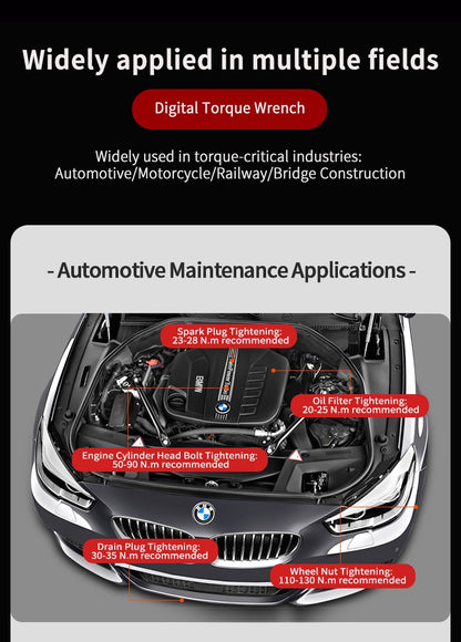 Chave de Torque Digital MoveCrab 0.6-340Nm ±2% Alta Precisão Catraca Bidirecional Alarme Sonoro e LED para Medição de Precisão