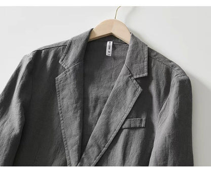 White Cotton Linen Suit Coat Men's Spring Summer Pure Color Slim Casual Business Thin Mens Blazer Jacket Comfortable Breathable