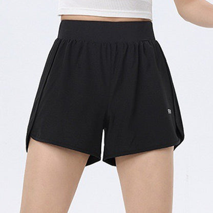 Fashion Anti-glare Lining 2 in 1 Yoga Shorts Loose Fitting Hem Elastic Sports Shorts Breathable Quick Dry Fitness Shorts Gym