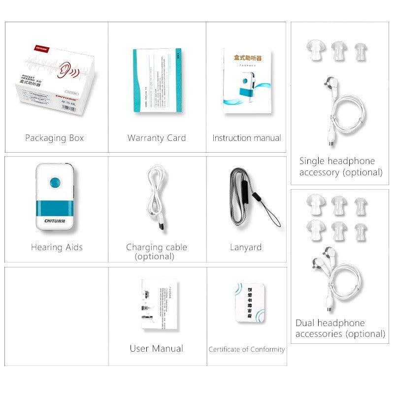 Pocket Rechargeable Hearing Aid DHP for Deafness Powerful Digital Sound amplifier Severe Loss Medical Elderly Hearing Devices