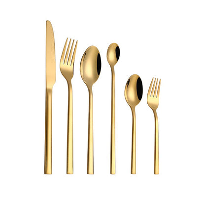 Conjunto de Talheres Ocidentais Pretos para Jantar 6 Peças Conjunto de Talheres de Aço Inoxidável Faca Garfo Colher de Chá de Gelo Conjunto Clássico de Talheres para Festa