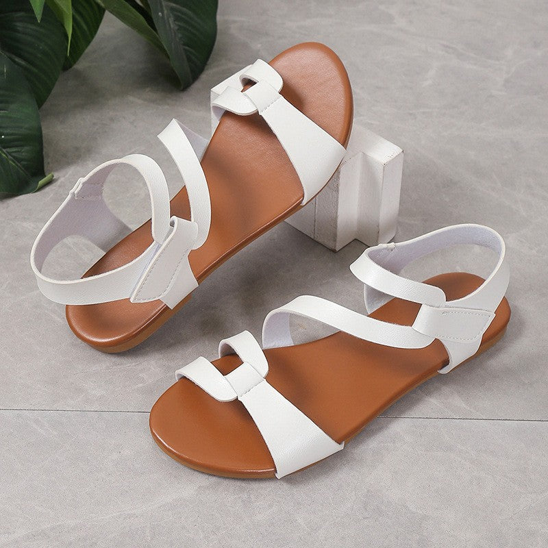 Women's Sandals Summer 2024 Flat Woman White Shoes Elegant Open Toe Beach Dress Flats for Women Outdoor Sandalias Plus Size 43