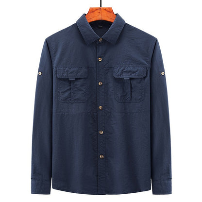 Spring Cargo Shirt For Men Long Sleeve Social Dress Shirt Top Casual Formal Shirt Blouses Oversized Tactical Shirt Man Clothes