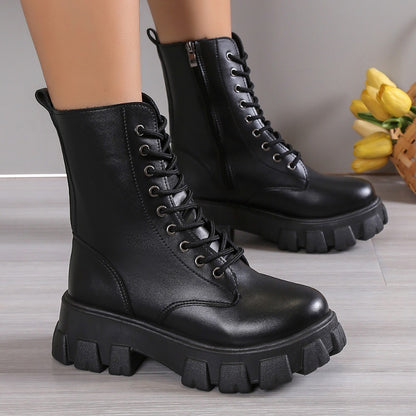 Winter Silver Crystal Thick Sole Ankle Boots Women's Thick Sole Motorcycle Boots Women's Luxury Rhinestone Punk Shoes Size 35-43
