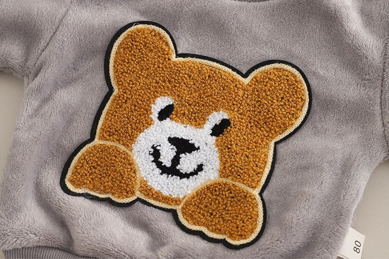 Autumn Winter Baby Boys Homewear Sets Fashion Cartoon Bear Flannel Fleece Clothes for 1-6 Years Kids Sleepwear Children Pajamas