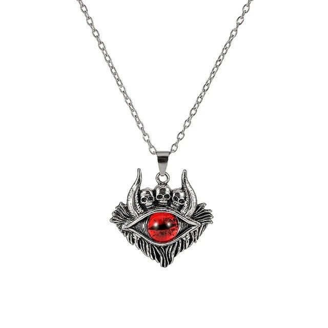 Colar com Pingente de Olho do Diabo em Formato de Pentagrama para Homens e Mulheres Joias Modernas Punk Retrô de Metal Não Ajustável de Gola Presentes