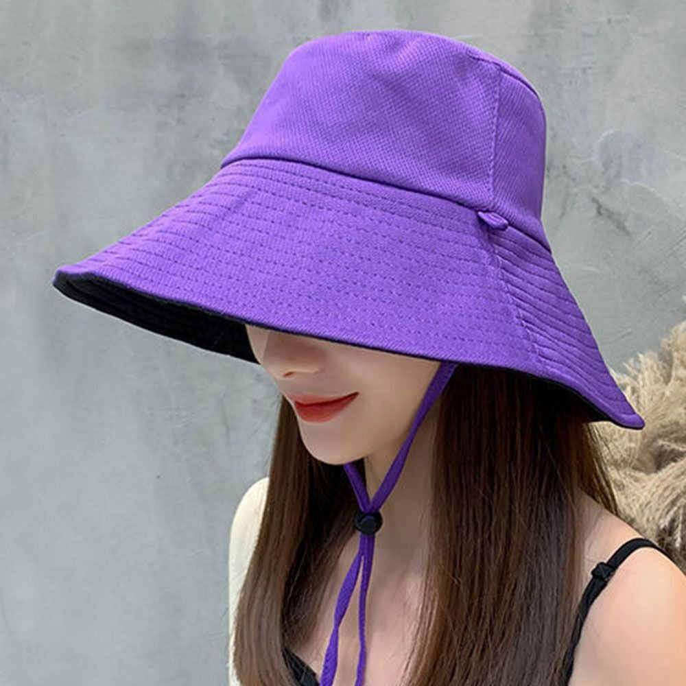 Double-Sided Sun Beach Cap Portable Fisherman Cap Foldable Panama Hat Solid Color Anti-UV Spring Summer Outdoor Beach Visor