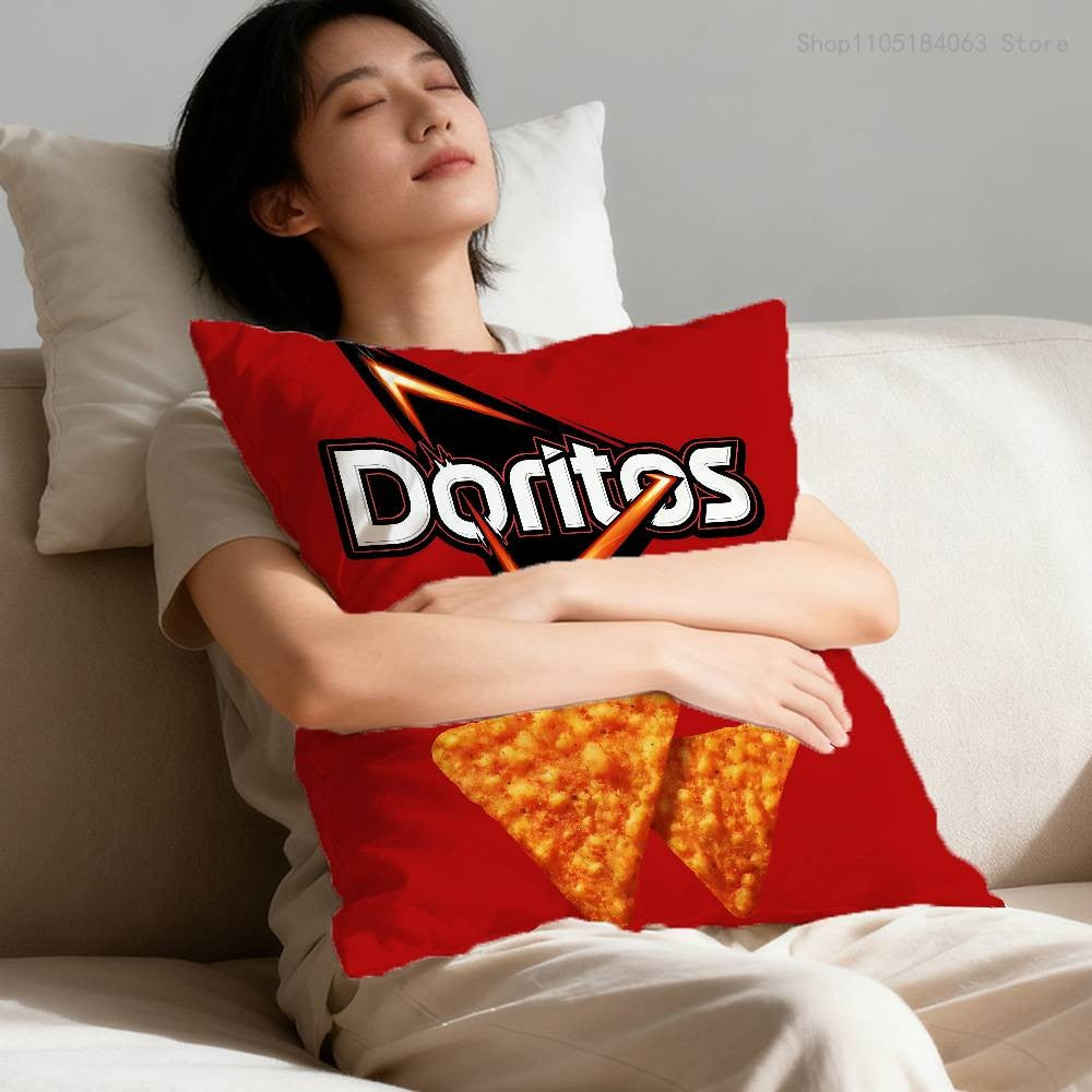 Funny D-Doritos Chips Pillow Case For Sofa Decor Car Office Room Printing Cushion Cover Decorations and Protector