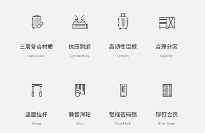 Luggage Suitcase Aluminum Frame 20 Trolley Case Universal Wheels 24 Female Male Students 26 Durable Password 28inch Leather Case