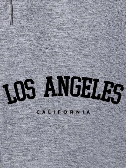 Los Angeles' Print Men's Loose Large Drawstring Casual Minimalist Shorts  Streettshirt Individual Casual Clothes