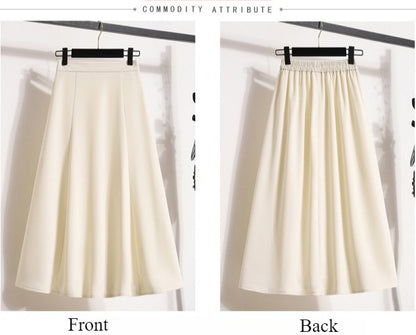 Ladies' Summer High Waist Plus Size Skirts 2026 Mid To Long Flowing Suit Skirt New Style Casual Solid Color A-line Skirt