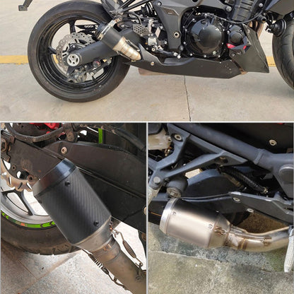 Universal Motorcycle Exhaust CNC Carbon Fiber Escape Muffler For Kawasaki Z900 FZ6 RC390 S1000XR