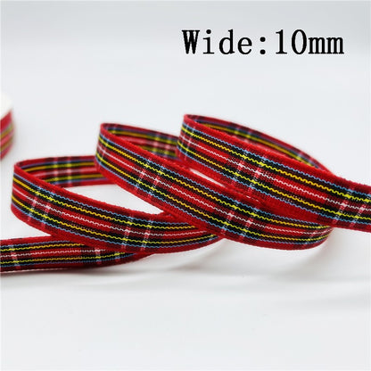 5yards/Lot 10mm 25mm Plaid Ribbon Christmas Decor Ribbon For Handmade Design Christmas Decoration DIY Gift Wrapping