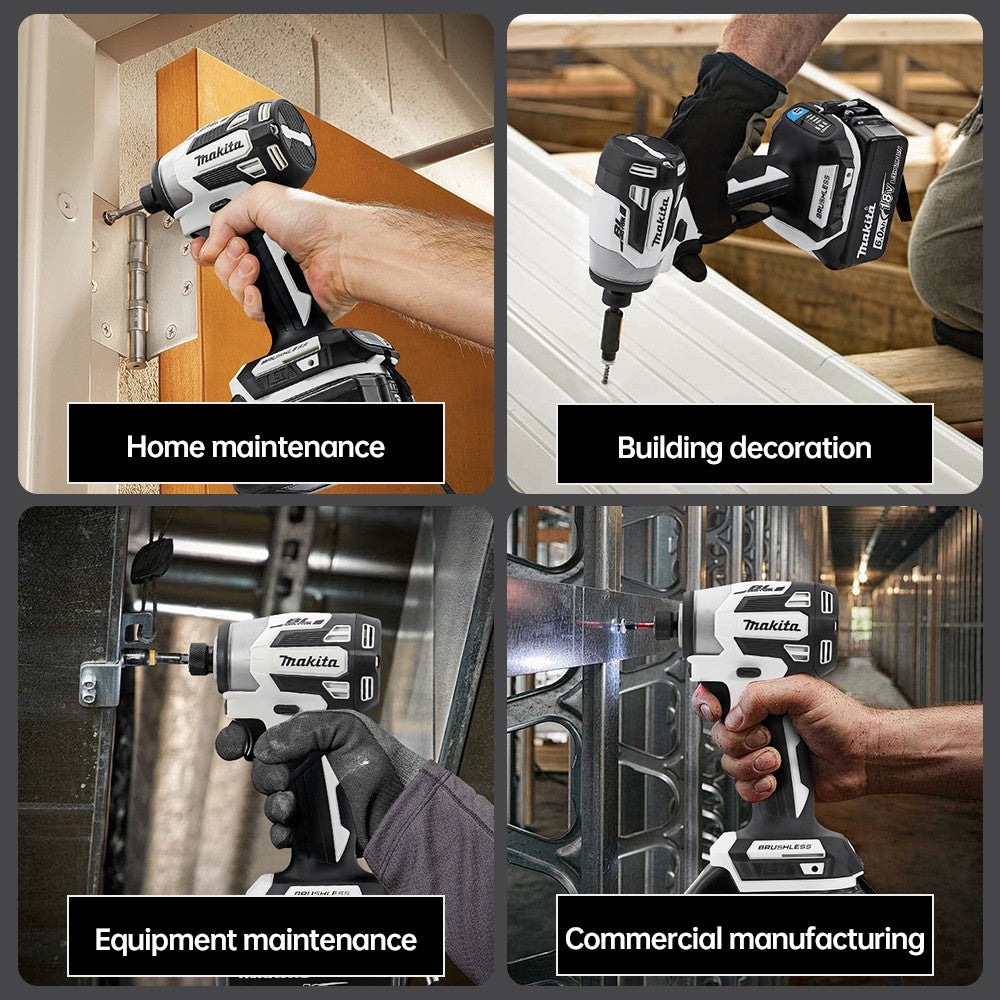 Parafusadeira de impacto Makita DTD173 18V sem escova, branca, para melhorias domésticas e projetos de bricolagem, 180 Nm, modo elétrico de madeira/parafuso/T
