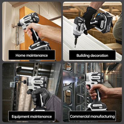 Parafusadeira de impacto Makita DTD173 18V sem escova, branca, para melhorias domésticas e projetos de bricolagem, 180 Nm, modo elétrico de madeira/parafuso/T