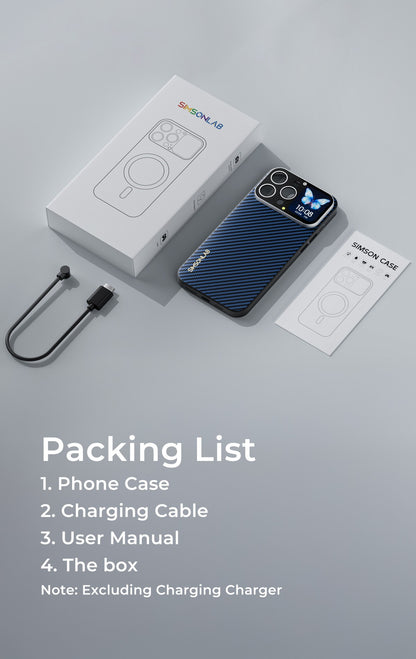 Capa de Celular 2025 com Tela de 1.83'' para Prévia de Selfie, Fundo Personalizado de Foto/Vídeo e Push de Mensagens para iPhone Apple — Presente