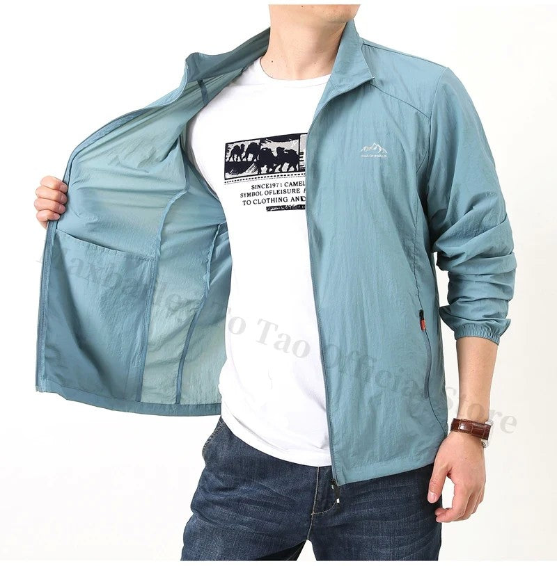 Men's Summer Skin Quick Dry Hiking Jacket Waterproof Sun UV Protection Coats Men Outdoor Sports Fishing Camping Running Jacket