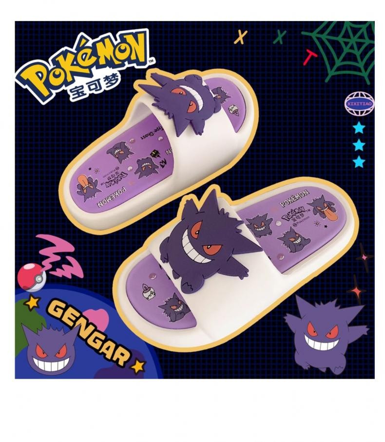 Kawaii Pokemon Anime Peripherals Gengar Cartoon Outdoor Sandals Summer Home Shoes Flip Flops Birthday Gift