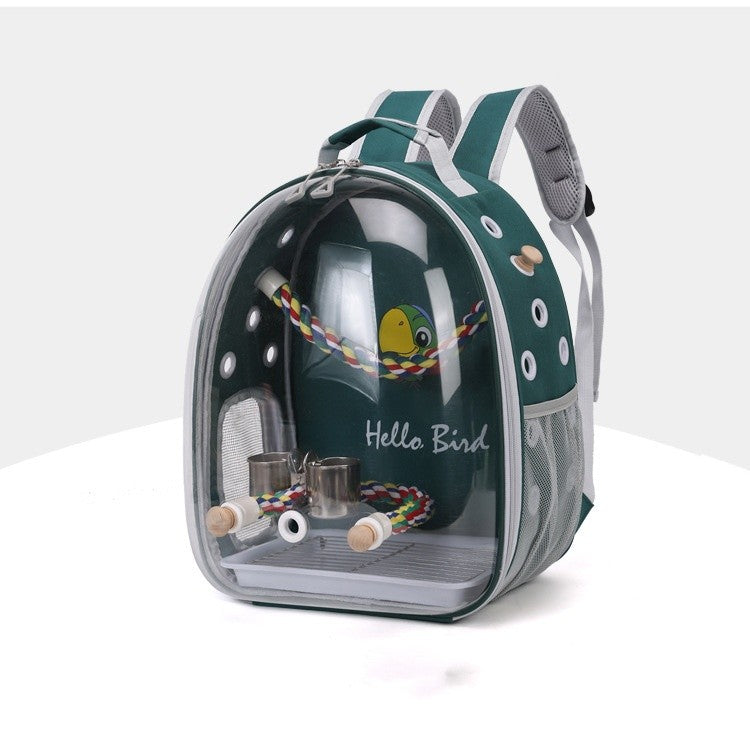 Mochila para Transporte de Pássaros com Poleiro de Corda e Bandeja para Papagaio Periquito Arara Calopsita Gaiola Acrílica para Animais de Estimação Bolsa para Pássaros