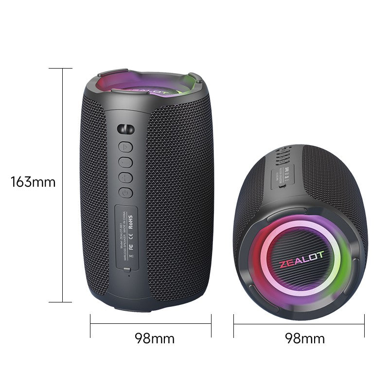 Caixa de Som Bluetooth Zealot-S61, com Proteção à Prova d'Água IPX6 e Graves para Ambiente Externo para Festas no Quintal e na Praia, Alto-falante de 10W