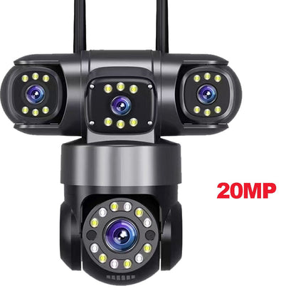 10K 20MP  WIFI IP Camera Outdoor 4 Lens 4 Screens 16X Zoom CCTV Wireless Video Surveillance Cameras 6K 12MP Security Protection