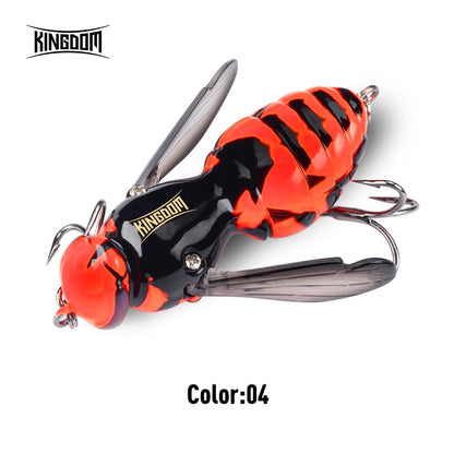 Kingdom Wasp Crawl Bait 4.2g 40mm 6.6g 48mm Iscas flutuantes biônicas de inseto artificiais de superfície para pesca de robalo, carpa e lúcio