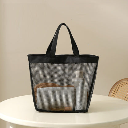 Transparent Mesh Cosmetic Tote Bag Beach Bathroom Shower Accessories Travel Portable Towel Toiletry Handbag Storage Organizer