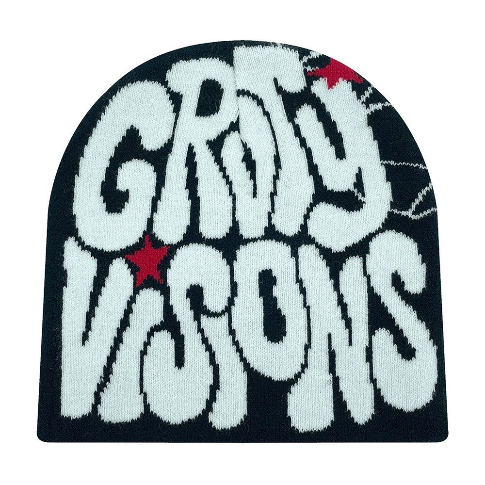 New  European and American popular acrylic material GR letter jacquard outdoor fashion knitted hat for men and women beanie hat