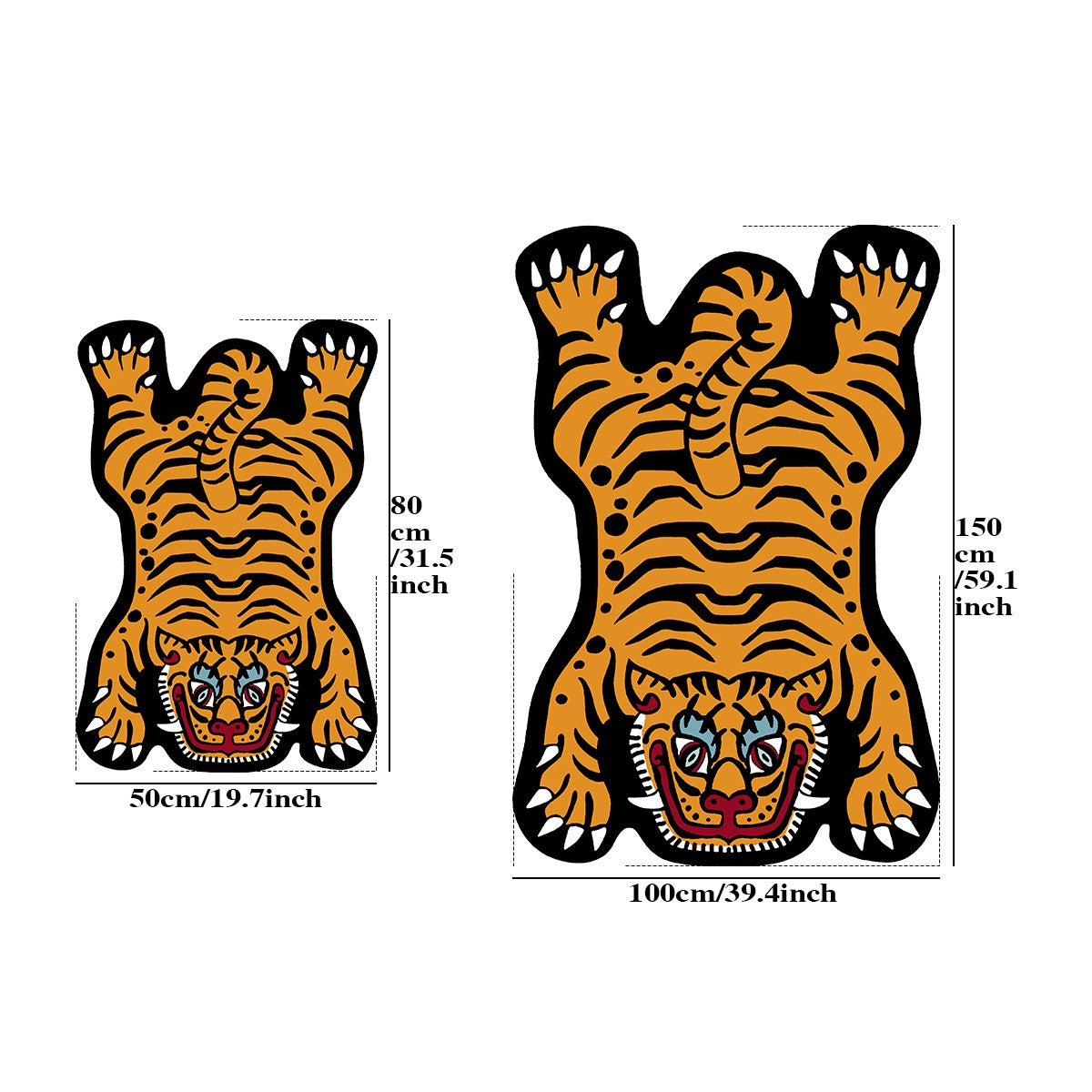 VIKAMA Cartoon Shaped Tiger Carpet Living Room Children's Bedroom Bedside Rugs Home Decor Non-Slip Kitchen Balcony Floor Mats