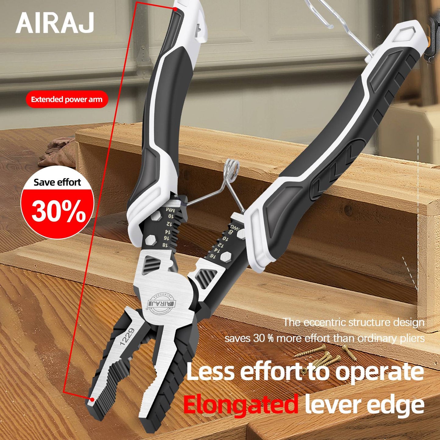 AIRAJ Alicate diagonal multifuncional de 8 polegadas, alicate de bico fino de 9 polegadas, ferramentas de hardware, alicate de corte, 3 peças, alicate de eletricista