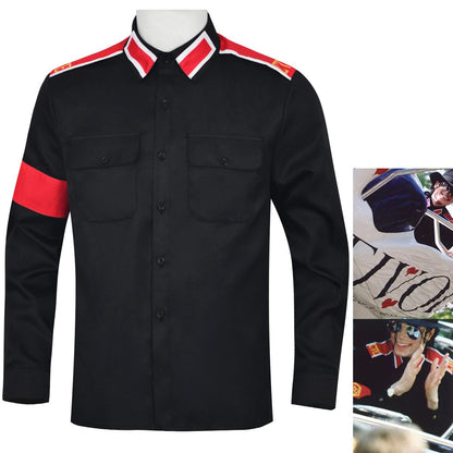 Michael Jackson Impersonator RetroCTEAntiWar Patch EmbroideredShirt Men's Military Style Long SleeveButtonDown Shirt Collectible
