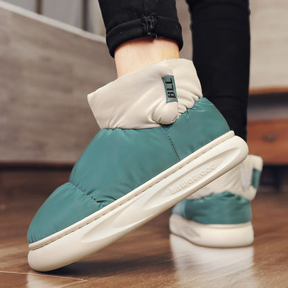 Outdoor Plush Warm Men's Snow Boots Winter Couple Cotton Shoes Down Non-Slip Waterproof Fashion Kids Shoes Slip on Soft Sneakers