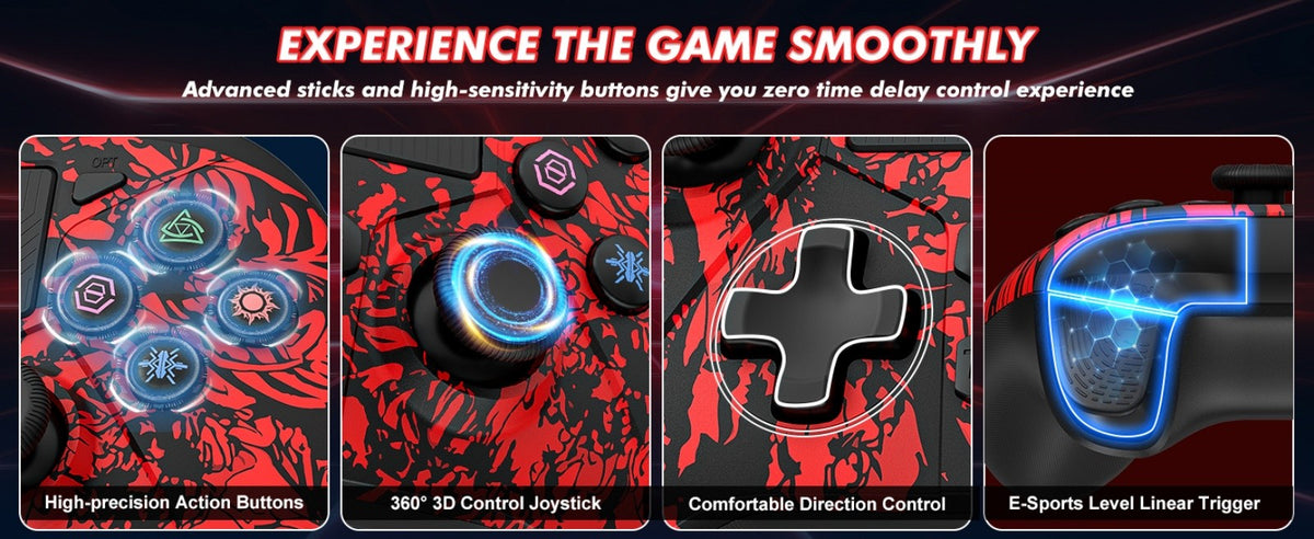 Game Controller For PlayStation 4/PS4 Pro/Slim/PS3/PC/IOS/Switch Wireless Gamepad,W/Turbo Dual Vibration 6-Axis Gyro 3.5mm Jack