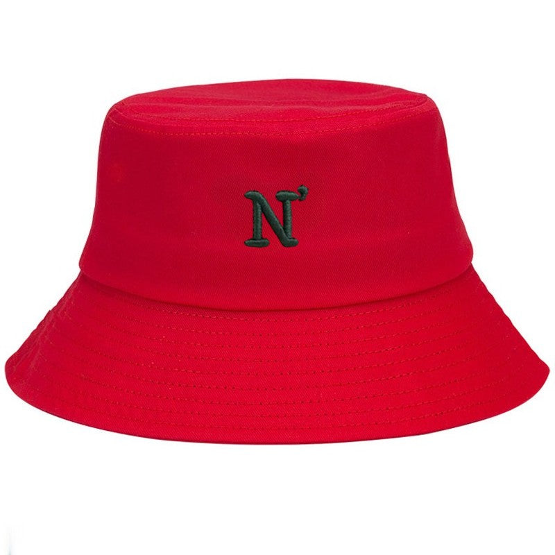 Chapéu Bucket de Algodão com Letra "N" para Homens e Mulheres Chapéu de Pescador Ajustável Estilo Simples Proteção Solar Suave Casual para o Dia a Dia ao Ar Livre Presente