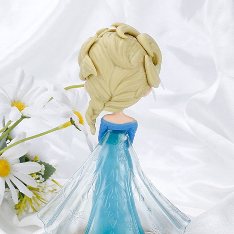 Miniso 14cm Princesas Q Posket Bonecas Elsa Anna Mulan Tinker Bell Elsa Aladdin kawaii Brinquedo para Bolo Decoração Modelo menina presente