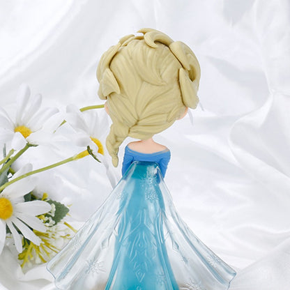 Miniso 14cm Princesas Q Posket Bonecas Elsa Anna Mulan Tinker Bell Elsa Aladdin kawaii Brinquedo para Bolo Decoração Modelo menina presente
