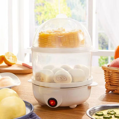 Máquina de café da manhã multifuncional 220V, elétrica, dupla camada, para cozinhar ovos, mini vaporizador e escalfador de cozinha