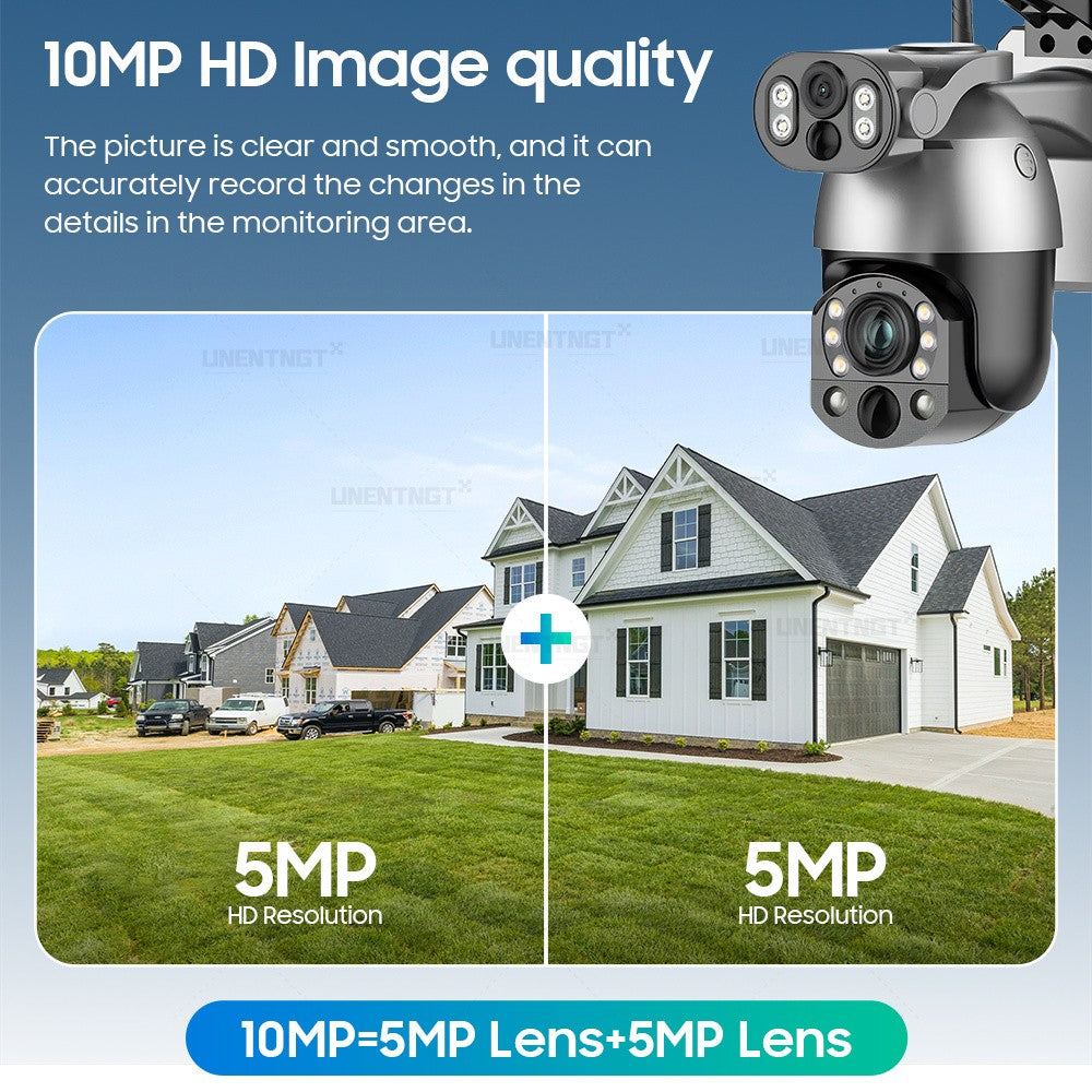 UNENTGT 4k Dual Lens View 50X Optical Zoom Solar Battery PTZ Camera 10MP SIM Card Outdoor Wifi CCTV Solaire Surveillance Camera
