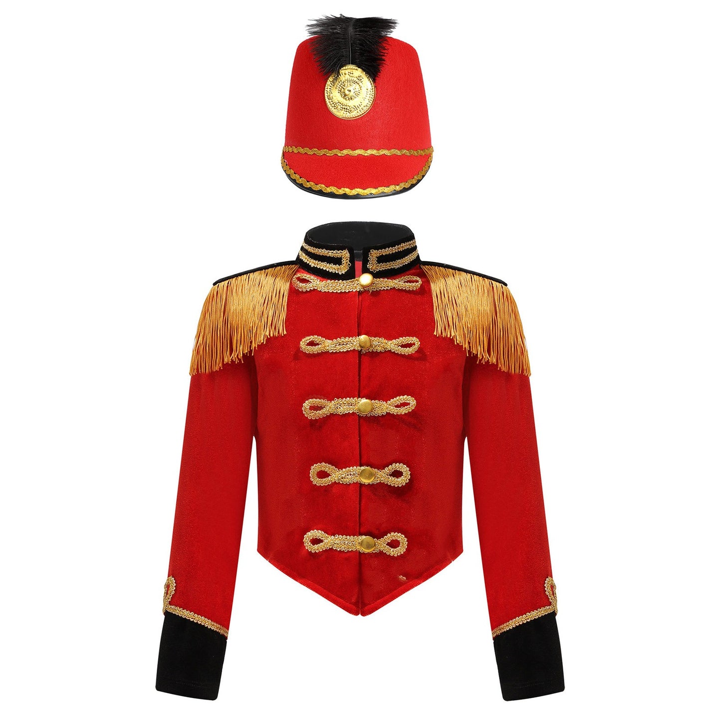 Girls Boys Marching Band Costume Outfits Circus Ringmaster Jacket Coat Team Performance Drummer Drum Major Uniform with Hat Sets