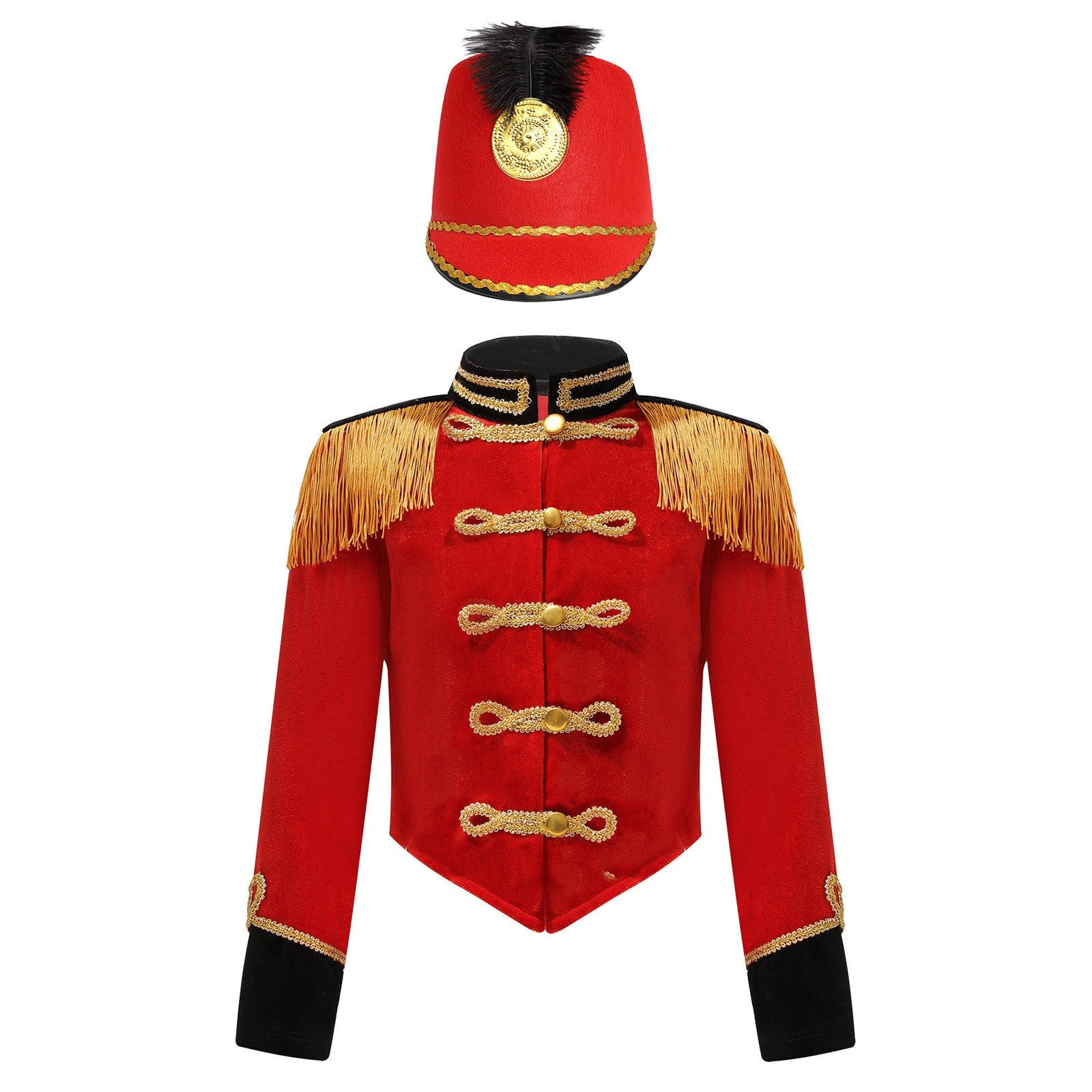 Girls Boys Marching Band Costume Outfits Circus Ringmaster Jacket Coat Team Performance Drummer Drum Major Uniform with Hat Sets