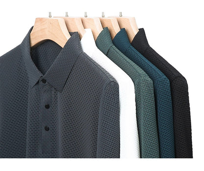 Summer New Embroidered Silk Elastic Polo Shirt for Men's Luxury Trend Fashion Leisure Breathable Cool Short Sleeved T-shirt Top