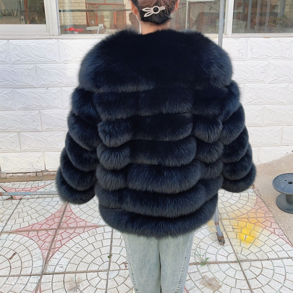 QUEENTINA Fox Fur 70cm Coat Real Winter Women'S New Fashion Furry 2025 Leather And Skin White Natural New In Coats & Jackets