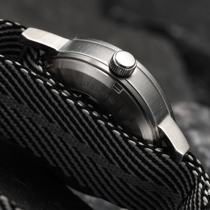 BERNY Automatic Watch Men 40mm Luminous Railway Time Dial MIYOTA 8215 Nylon Strap Sapphire 50M Waterproof Men's Mechanical Watch