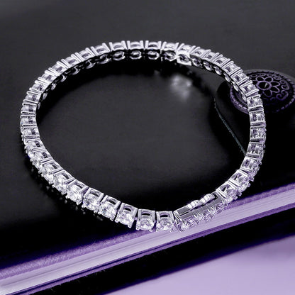 ORSA JEWELS Authentic 925 Sterling Silver Tennis Chain Bracelet Moulding Process Hanmade High-end Hand Chain for Man Woman SB128