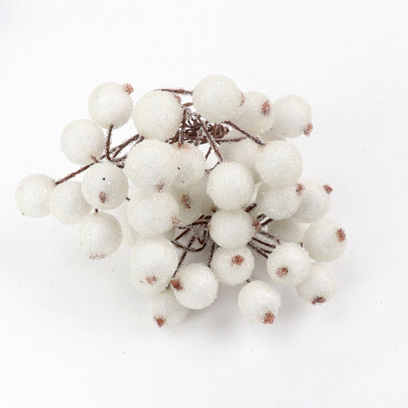 40pcs Mini Christmas Frosted Artificial Berry Vivid Red Holly Berries Wedding Party Decoration Artificial Flowers Home Decor
